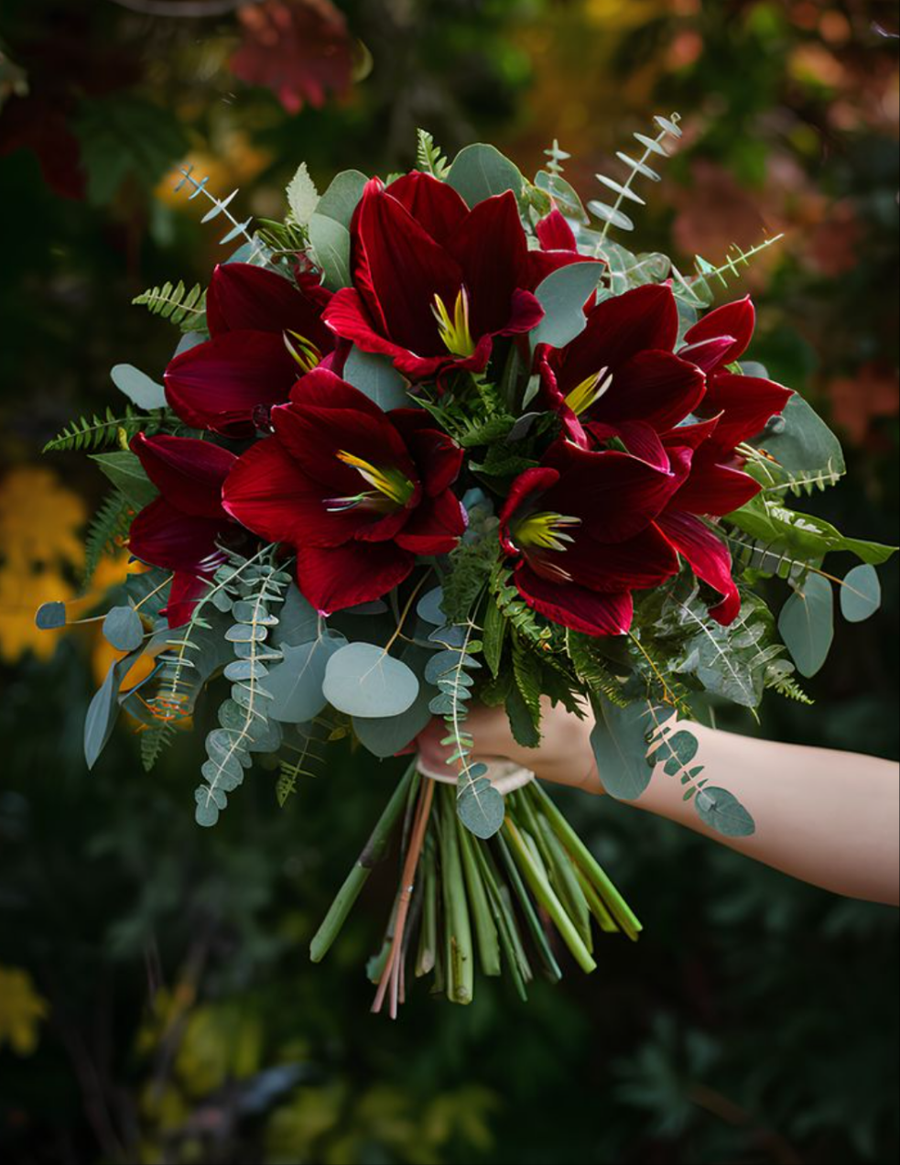 Elegant bouquet with amaryllis